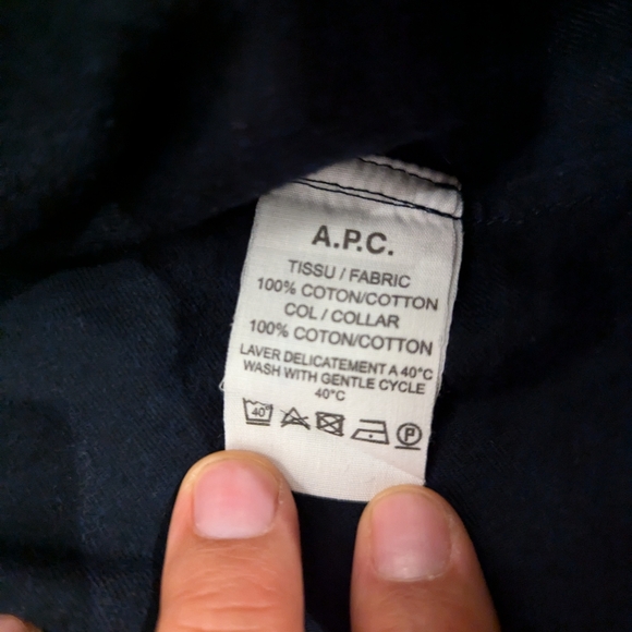 A.P.C. Navy button-down shirt size medium - Picture 3 of 3